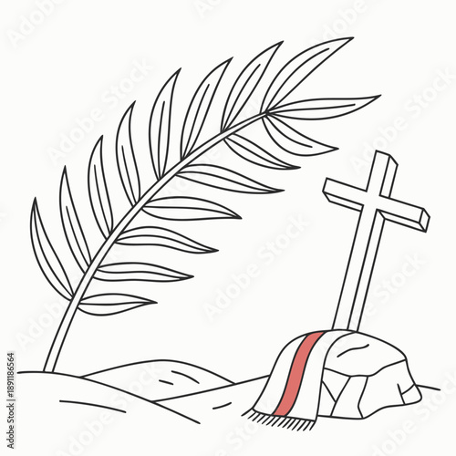 Minimal palm sunday art christian illustration