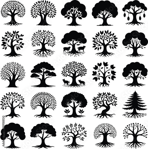 Tree of Life Bundle People Silhouette Trees, Family Tree design