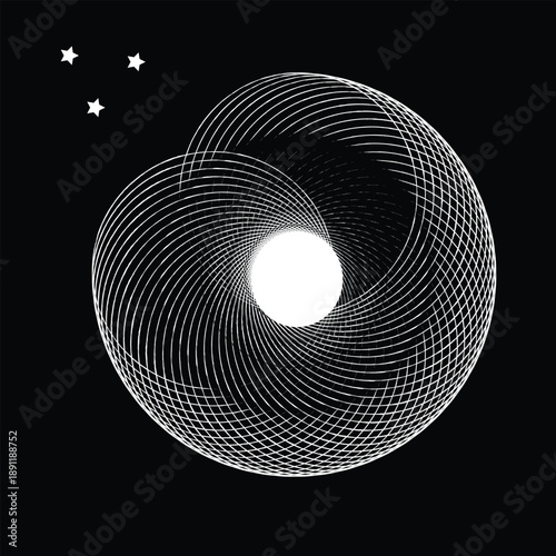 Mathematical elegance meets cosmic mystery in circular white design