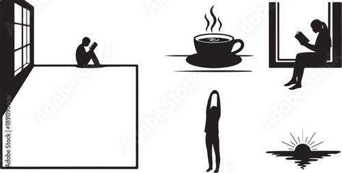 Silhouette of people experiencing emotions and daily life moments