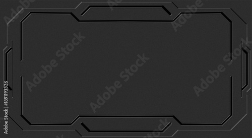 Futuristic Black Geometric Frame with Intricate Patterns on a Dark Background for Modern Design Concepts