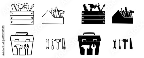 tool box icon repair kit equipment doodle hand drawing