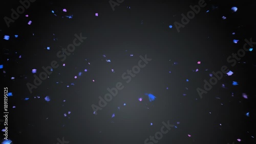 Dark space background with scattered blue and purple stars and a bright central light source.