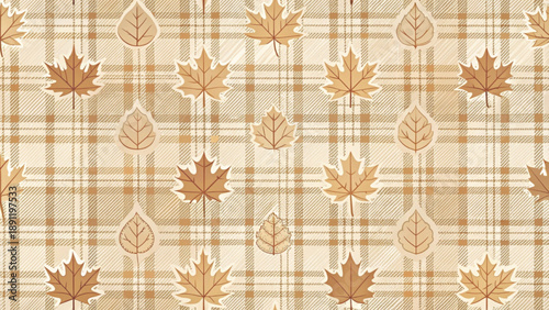autumn plaid fabric pattern cozy warm fall colors vector background 