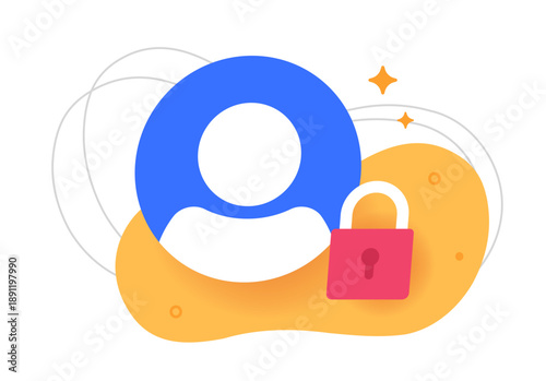 User digital security icon modern vector design, member account profile login protection lock, digital identity safety or cybersecurity concept, web online authentication privacy access trust image
