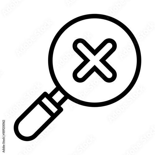 Magnifying glass and cross icon