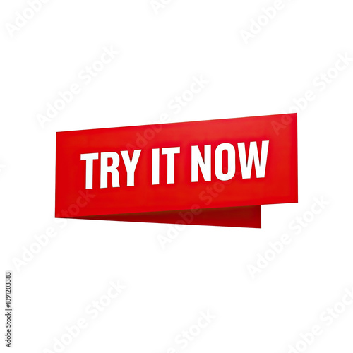 Red Try It Now Banner with White Text on a Light Background.