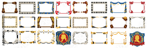Mozart Birthday Frames with Classical Music and Opera Design Elements