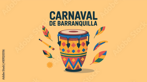 Carnaval de Barranquilla Drum and Feather Design for Celebration