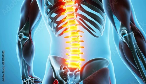 Wallpaper Mural  A video showcasing a human spine with a glowing spine and skeleton Torontodigital.ca