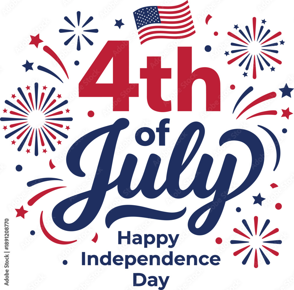 Fototapeta premium Fourth Of July Independence Day Typography Design