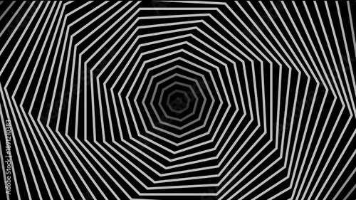 A seamless Trippy loop in black and white infinite illusional concept, in 4k format, perfect for branding, websites, online games etc 