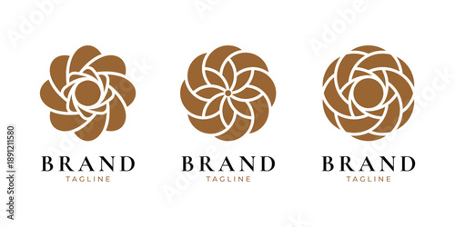 Abstract flower logo set with circular petals
