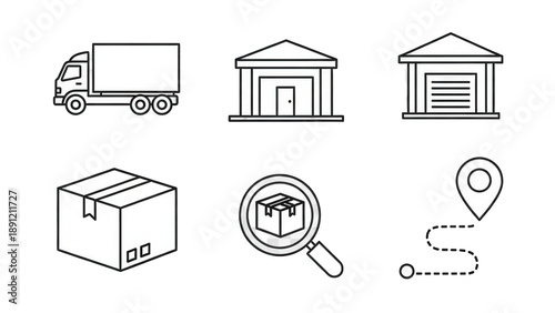 Logistics and delivery icons for business and transportation needs