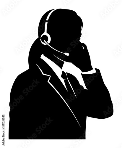 Call Center Agent Silhouette - Vector Illustration