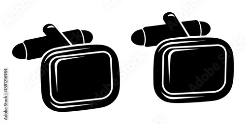 Black Cufflinks Silhouette - Minimalist Vector
