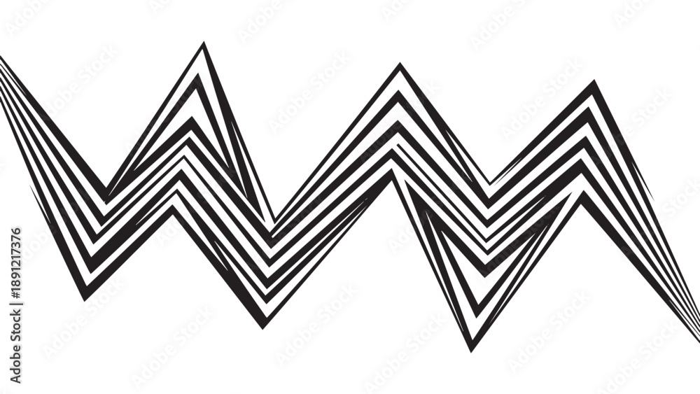 Fototapeta premium Dynamic black and white abstract zigzag pattern with sharp geometric lines creating a modern graphic design element