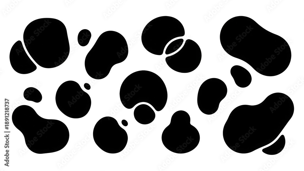 Fototapeta premium Modern abstract black shapes on white background for design