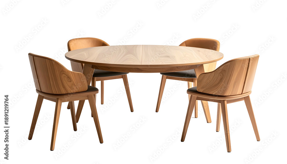 custom made wallpaper toronto digitalWooden dining set featuring a round table & four chairs, neutral color palette, studio shot