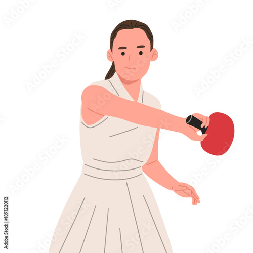 vector of a female table tennis player holding a paddle and performing serving, hitting, and ready stances. Ideal for sports education, fitness concepts, posters,mobile apps, websites,competition
