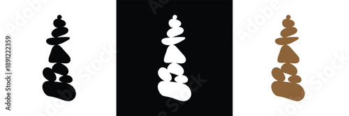 Set of rock balance stone logo for spa and yoga vector design concept on white background. Vector illustration. EPS 10  .