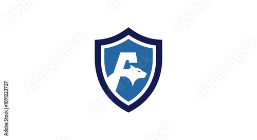 Shield with Dog Logo Emblem Design.
