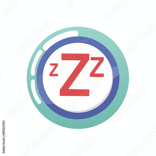 Round sleep icon with Z symbols representing sleeping or nap time rest signal illustration