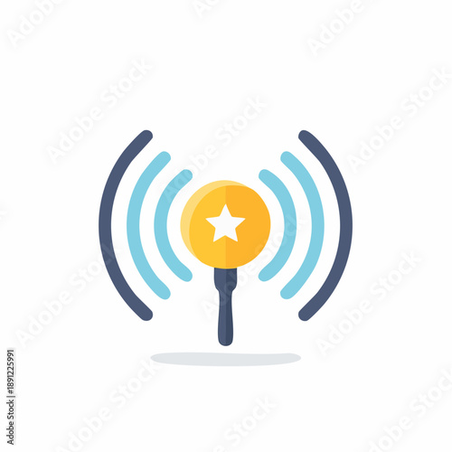 Wifi Connection Antenna with Star Symbol Signal Transmission Network Modern Vector Illustration