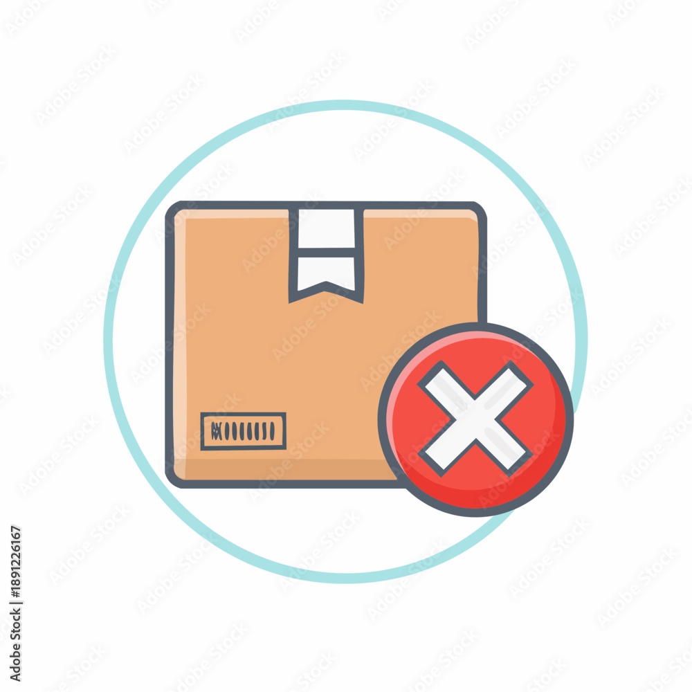 Obraz premium Parcel Rejection Alert Graphic Icon Delivery Problem Indicated Symbol Vector Illustration
