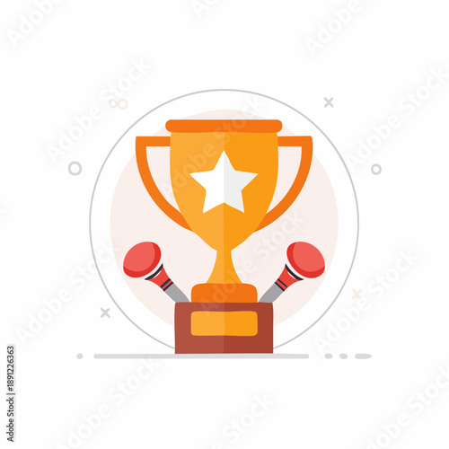 Winning Symbol Featuring Boxing Gloves and Trophy for Competitive Achievement