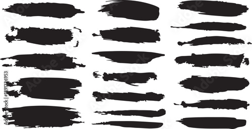 Beautiful Brushes vector collection. Grunge Elements - Brush strokes, ink paint brushes, grunge lines. Rectangle text box for social media