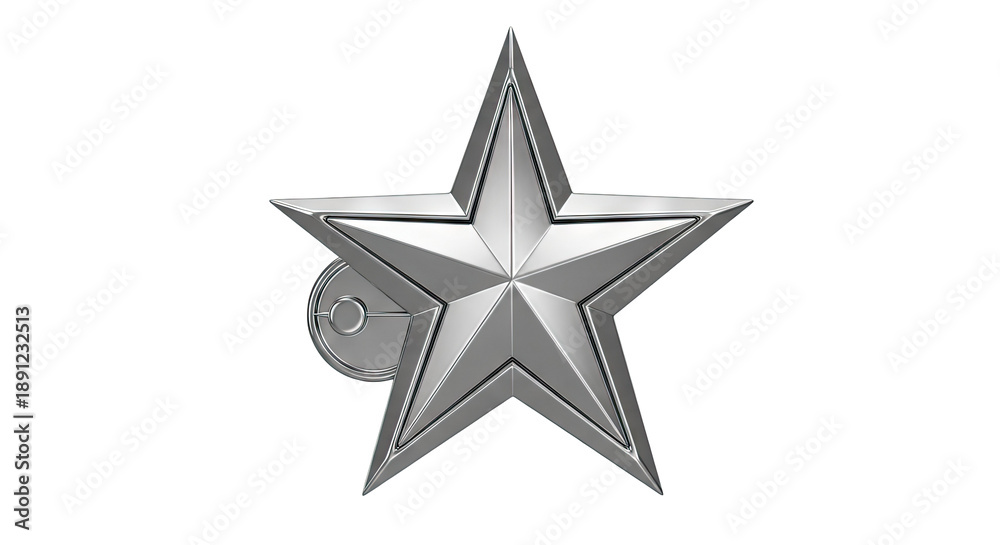 Obraz premium Polished Silver Five-Pointed Star Emblem