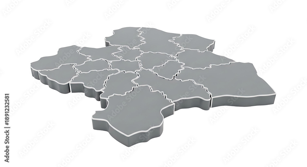 Fototapeta premium 3D Isometric Map of Divided Territories