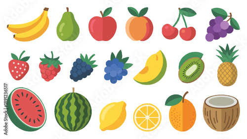 Flat vector illustration set of bananas, simple and clean design for creative projects