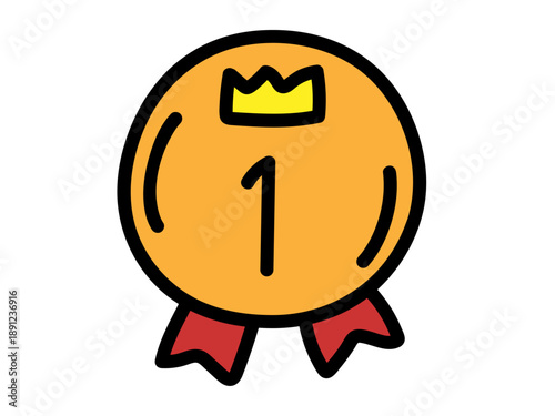 かわいい手描き風の1位のランキング素材 メダル