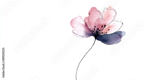 Simple flower with watercolor design