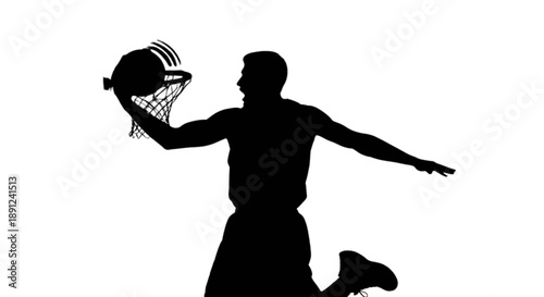 Basketball player dunking isolated on transparent background