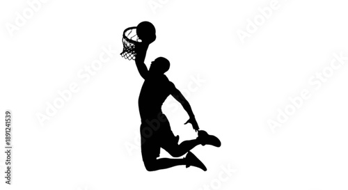 Basketball player dunking isolated on transparent background