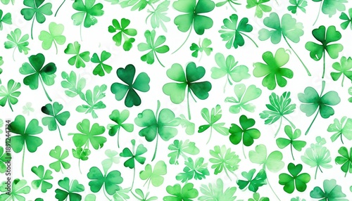 Watercolor pattern with clover, st Patrick's day pattern background
