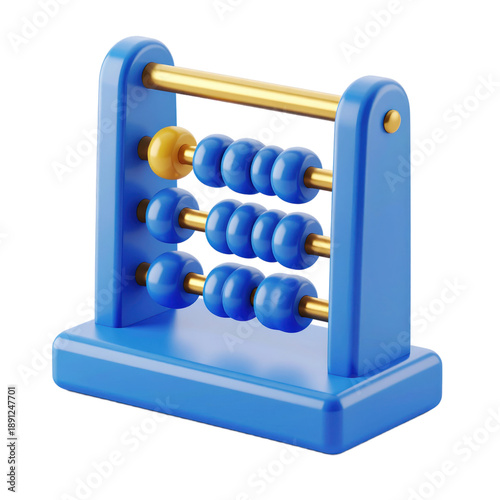 Blue Abacus Toy with Beads and Rods.