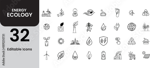 Energy ecology icons and symbols illustration