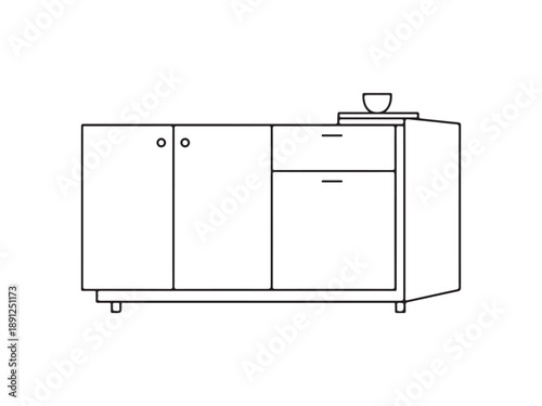 Modern Kitchen Cabinet with Drawers and Countertop