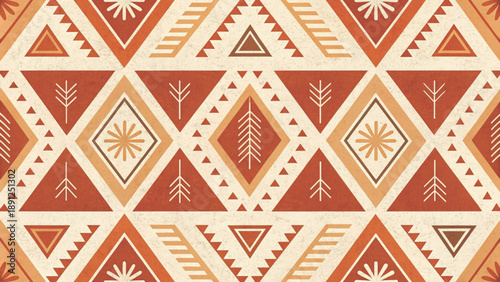
seamless tribal geometric pattern, abstract ethnic design with triangles vector background 