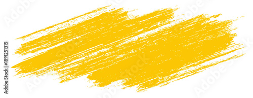 Pincelada amarela vibrante com textura de tinta, ideal para elementos gráficos e design moderno em fundo transparente.