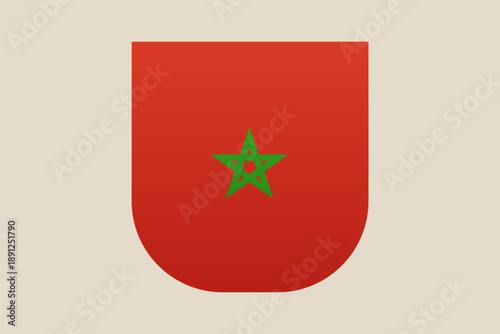Moroccan Flag Shield Badge vector icon representing national identity, patriotism, and pride on an isolated background.
