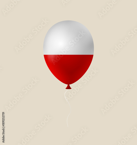 Realistic vector balloon with the Poland flag floating on a string for a patriotic national holiday celebration.
