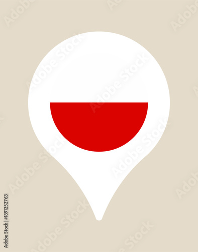 Polish flag map pin icon representing the national location of Poland, a vector symbol for European travel and geography.