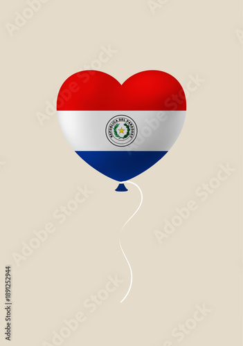 Heart-shaped balloon with the flag of Paraguay floating as a symbol of love and national pride.