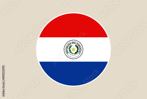 Free Download Paraguay National Flag illustrated as a circular icon or button, representing South American patriotism and national identity. - GFXLoad