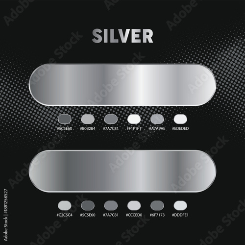 Silver color palette options and shades